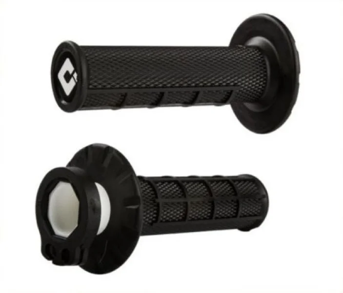 Gummihandtag ODI Half Waffle MX Lock-On Grip Set 2 & 4 Stroke BLACK Säker betalning
