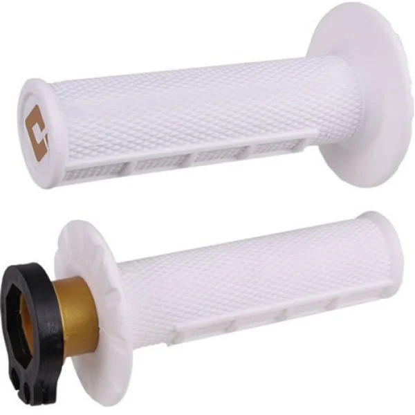 Gummihandtag ODI Half Waffle MX Lock-On Grip Set 2 & 4 Stroke White ( Pro Soft ) Säker betalning