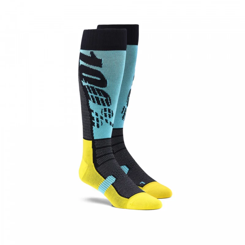 100%, HI SIDE PERFORMANCE MOTO SOCKS, VUXEN, CYAN Outlet