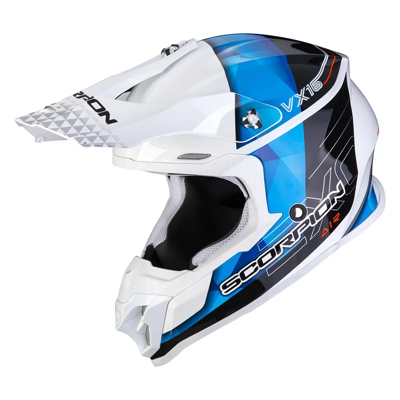 Beställ nu Crosshjälm SCORPION MX VX-16 AIR Gem vit/blå