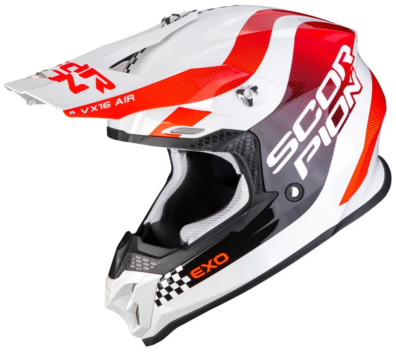 Crosshjälm SCORPION MX VX-16 AIR Soul vit/röd Köp online