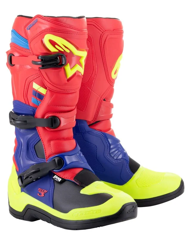 Beställ nu Crossstövlar Alpinestars Stövel Tech 3 Röd/Blå/Gul Fluo
