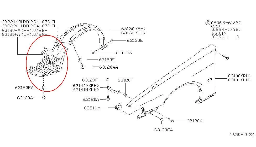 Nissan S14a innerskärm fram Vänster främre del Outlet
