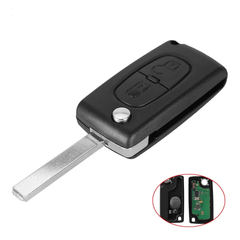 Peugeot Citröen nyckel 433mhz 2 knapp risnedsättning