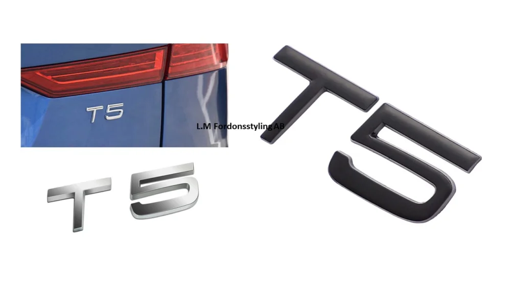 Fri frakt T5 logo emblem till Volvo, I svart och silver