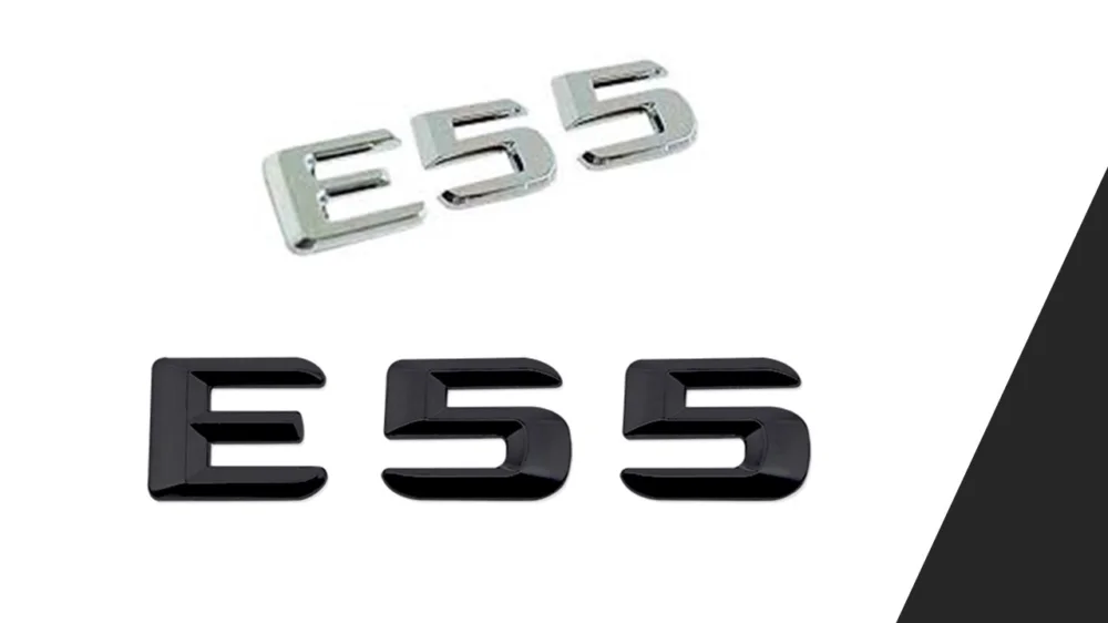 Mercedes E55 emblem svart / silver modellbeteckning Populärt val