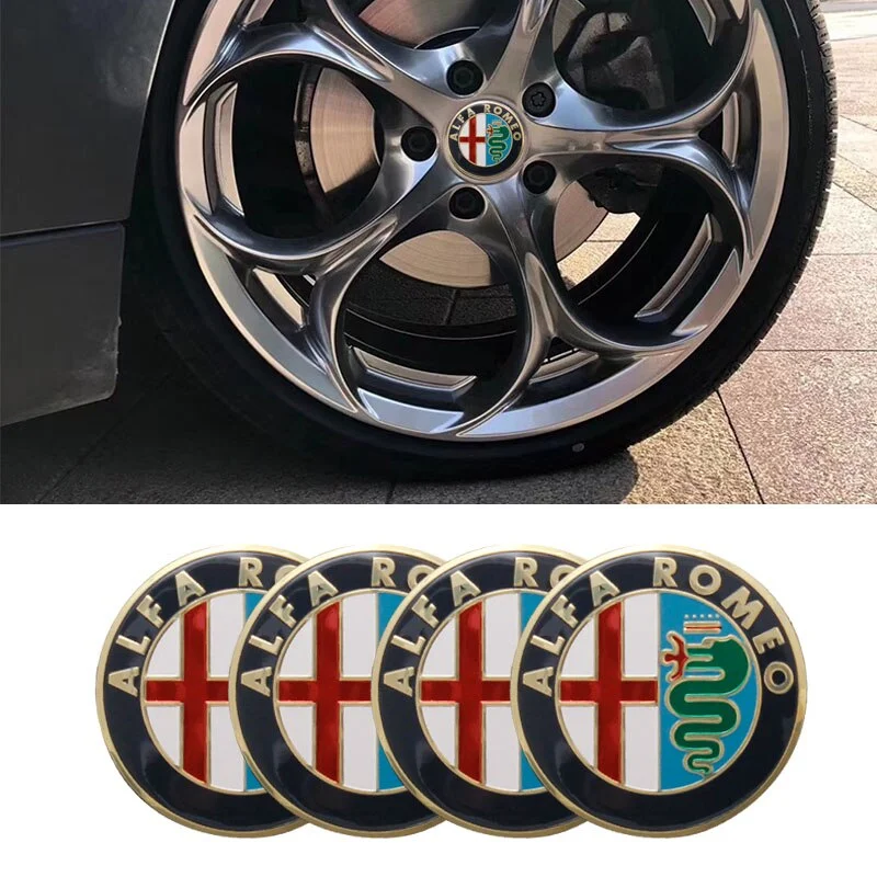Rabatter Alfa Romeo hjulnav emblem guld 56, 65 mm